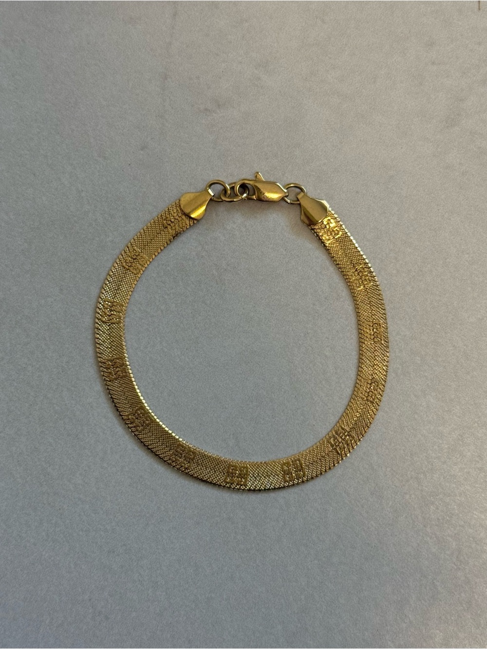 Givenchy Vintage Logo Gold Herringbone-Style Bracelet - Women Jewelry